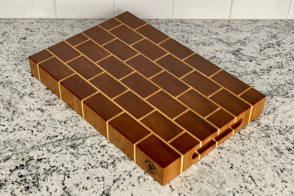 Sapele and Maple Brick End Grain Cutting Board