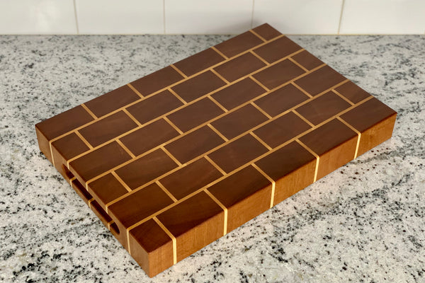 Sapele and Maple Brick End Grain Cutting Board