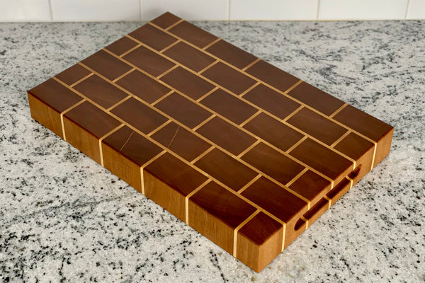 Sapele and Maple Brick End Grain Cutting Board